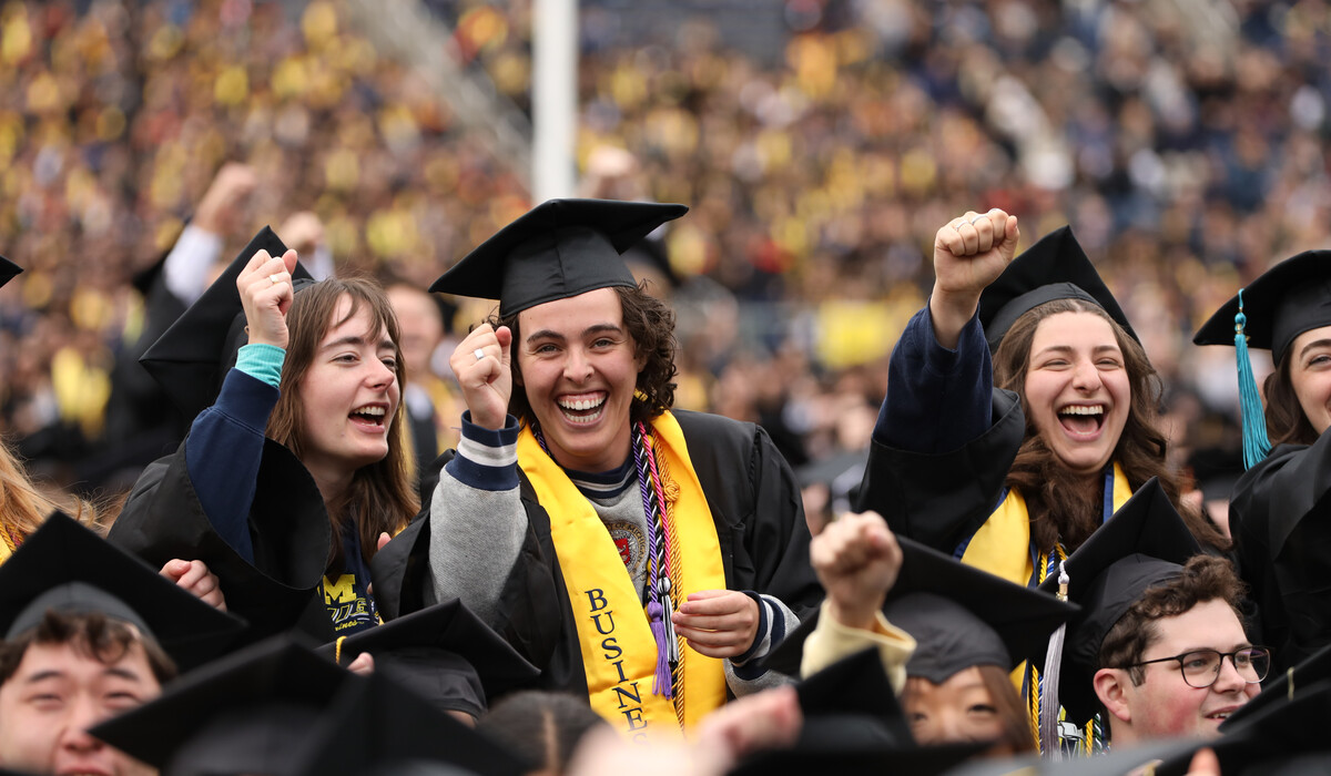 Maddie celebrating at University of Michigan graduation